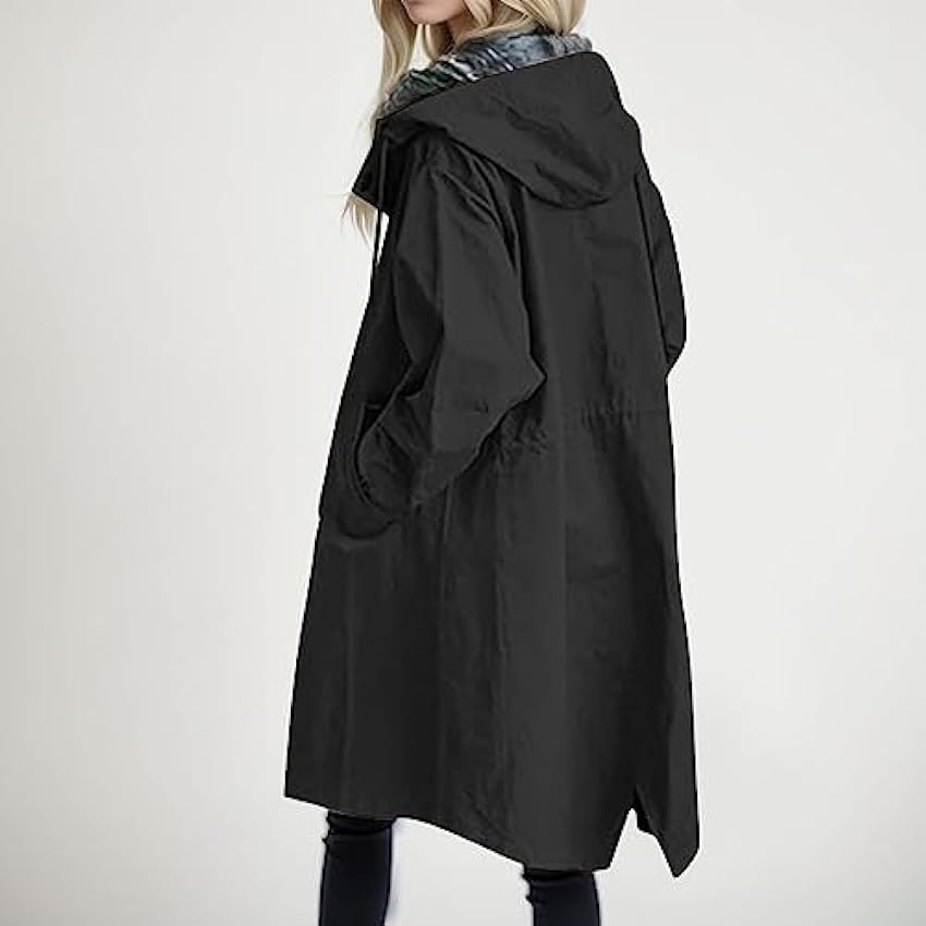 Trench-coat pour femme long noir avec veste de montagne + femme + veste coupe-vent légère grande taille pour femme Veste d´extérieur 3 en 1 Veste de pluie pour femme Imperméable Respirant Randonnée 2JLOOs7j