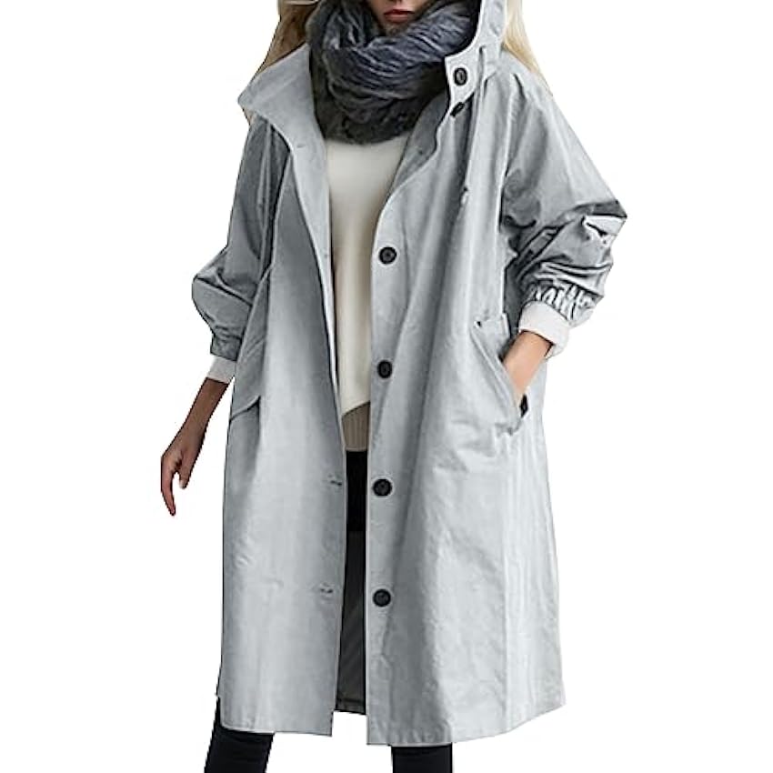 Trench-coat pour femme long noir avec veste de montagne + femme + veste coupe-vent légère grande taille pour femme Veste d´extérieur 3 en 1 Veste de pluie pour femme Imperméable Respirant Randonnée 2JLOOs7j
