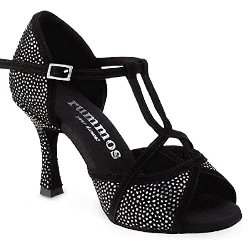 Rummos Femmes Chaussures de Danse Santigold 231-024 - Nubuck/Cuir GalBlack/Noir - Largeur régulière - 7 cm 70R Flare Talon - Fabriqué au Portugal 6C7vQPQI