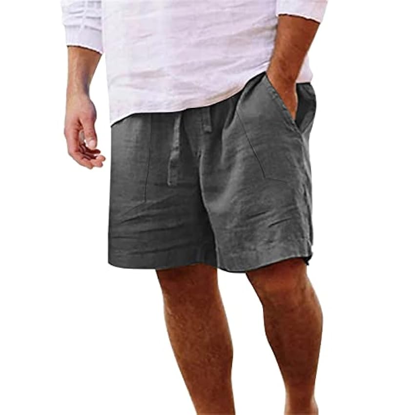 Short d´été pour homme - Noir - Pantalon chino stretch - Taille élastique - Short cargo court en coton - Avec poches - Short en lin - Short de plage - Short de natation - Bermuda oqfjwmVp